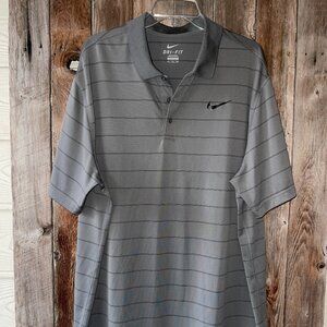 Nike Men's Dri-Fit XXL Shirt Gray and Black Striped Nice Detail